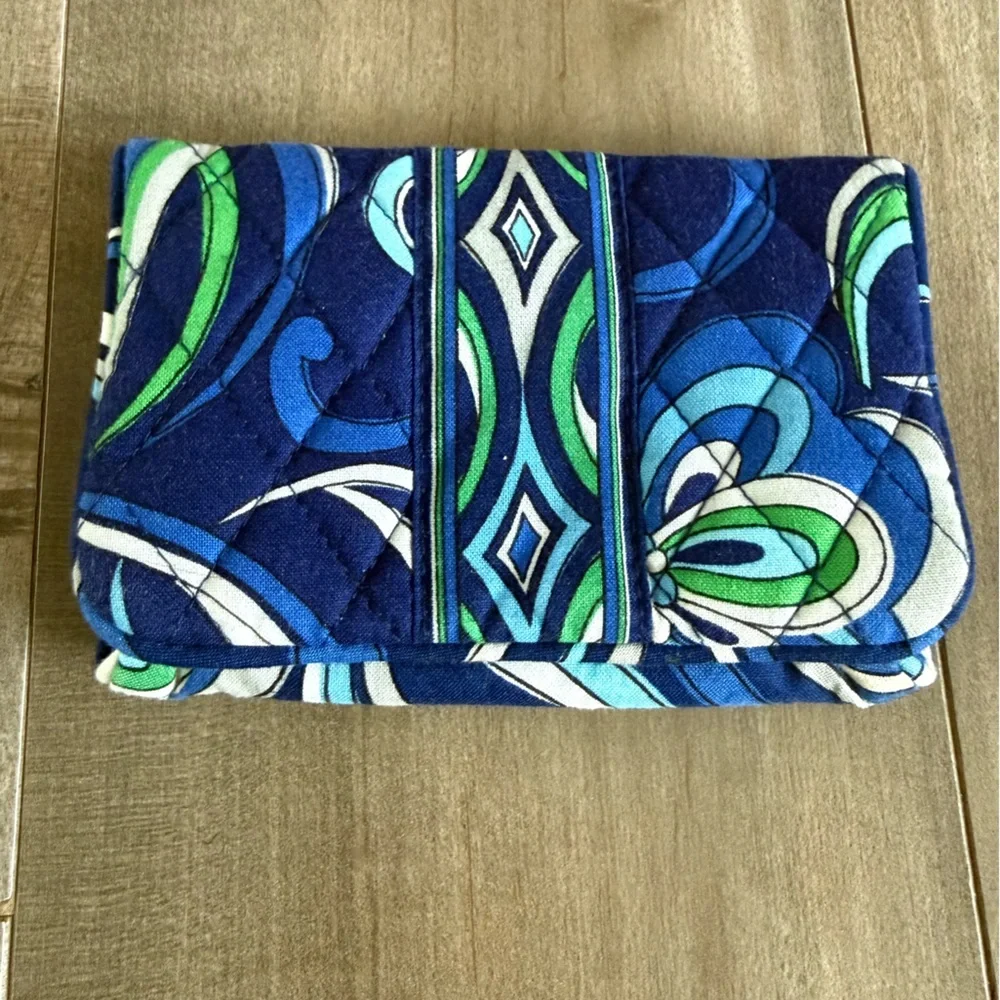 Vera Bradley Mediterranean Blue Small‎ Pocket Wallet Coin Purse ID Pouch RETIRED